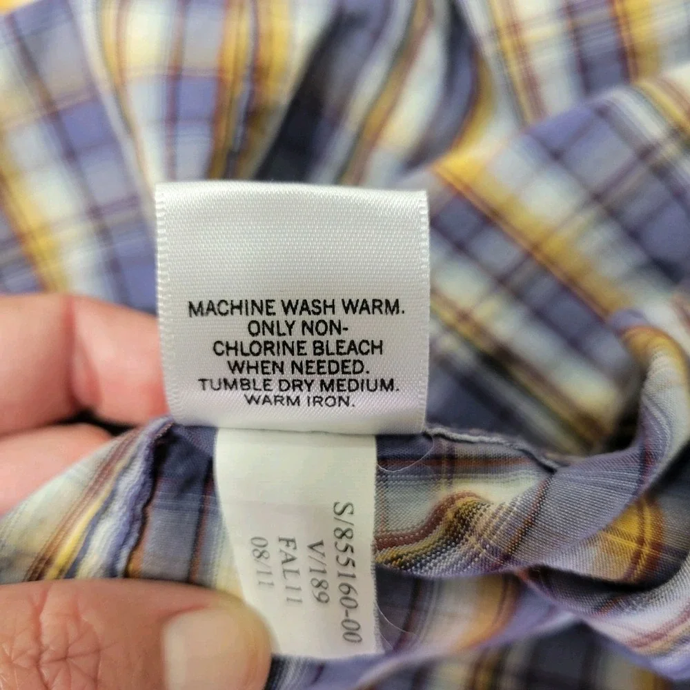 Banana Republic Mens Medium Purplr &‎ Tan Button Down Long Sleeve Plaid Check